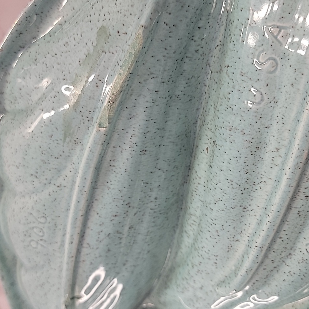 Mid Century Modern California Pottery Turquoise & Gold Leaf Divided Relish Tray - Picture 7 of 11